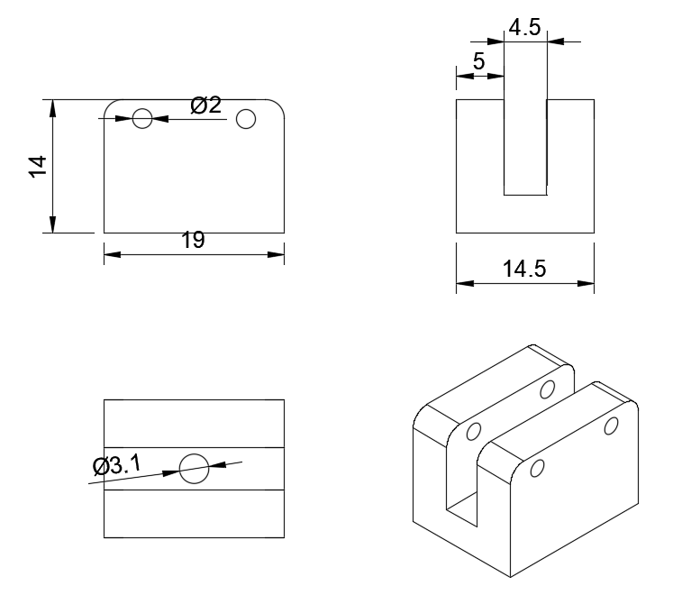 Soporte Superior de la Caja del Diferencial (Delgado)