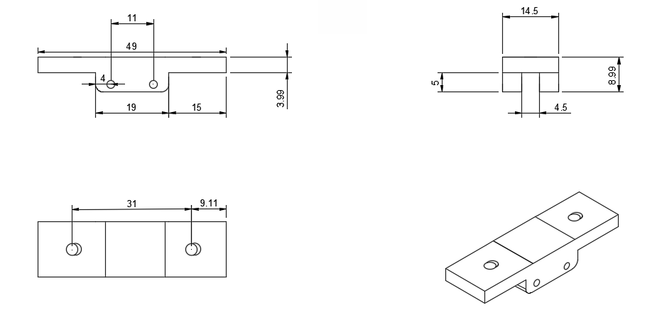 Soporte Superior de la Caja del Diferencial (Delgado)